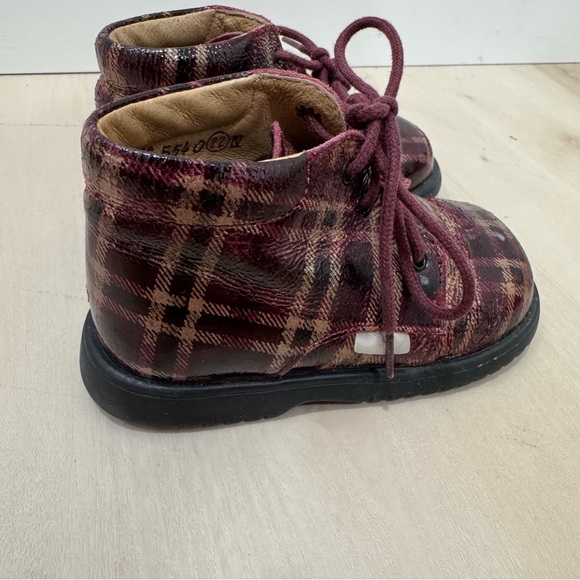 Babybotte Girl's Kids Toddler Boots Lace Up Maroon Plaid Size 22 EU Toddler 6 - Picture 4 of 11